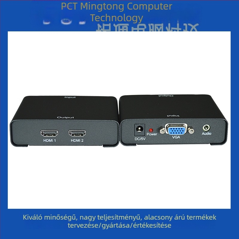 VGA-ról HDMI-ra 2-portos szétosztó és konverter