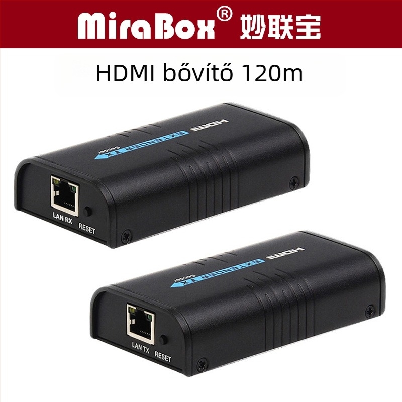 HDMI extender RJ-45 kábellel, 120 m, 1080p/720p, energia-kezelés