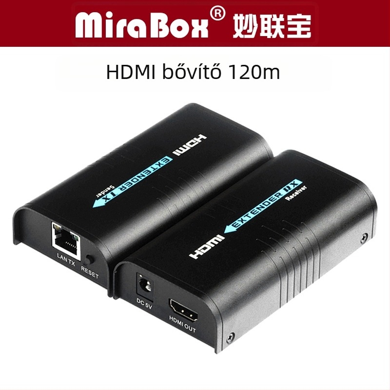 HDMI extender RJ-45 kábellel, 120 m, 1080p/720p, energia-kezelés