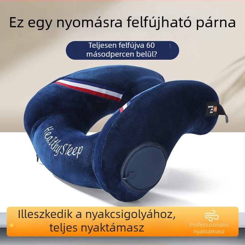 Felfújható U-alakú nyakpárna utazásokhoz, repülőkhöz, irodába és alváshoz