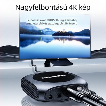 Unnlink 0950 HDMI audió kivonó: 4K HDMI-ről 3,5 mm fejhallgató kimenet, koaxiális és optikai hang, PS5/X