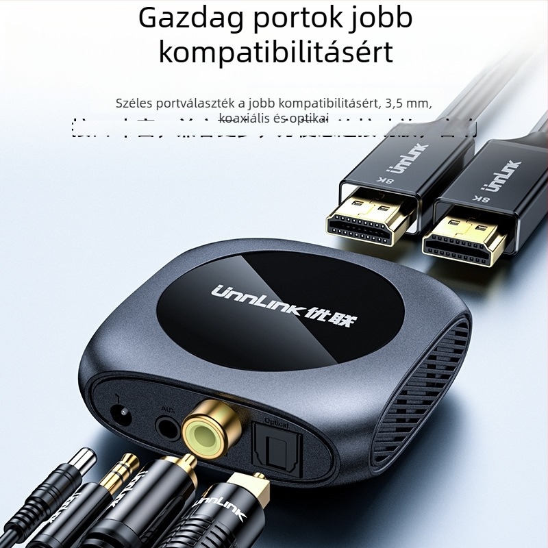Unnlink 0950 HDMI audió kivonó: 4K HDMI-ről 3,5 mm fejhallgató kimenet, koaxiális és optikai hang, PS5/X