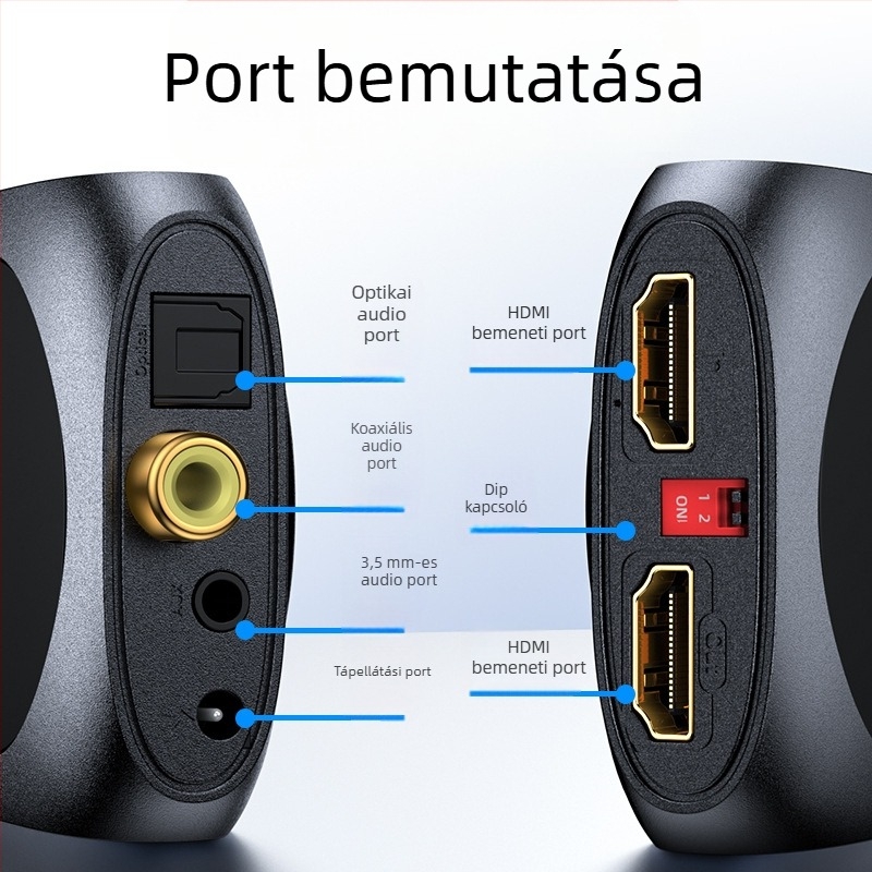 Unnlink 0950 HDMI audió kivonó: 4K HDMI-ről 3,5 mm fejhallgató kimenet, koaxiális és optikai hang, PS5/X