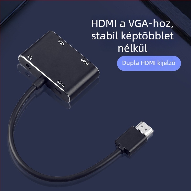 HDMI–ről–VGA 2‑in‑1 adapter hanggal, 4K x 2K kijelző, Windows 7 kompatibilis, távoli ébresztés, energia-gazdálkodás