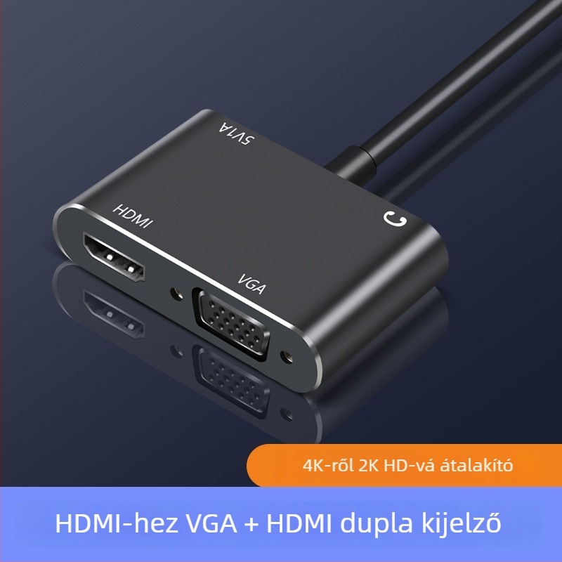 HDMI–ről–VGA 2‑in‑1 adapter hanggal, 4K x 2K kijelző, Windows 7 kompatibilis, távoli ébresztés, energia-gazdálkodás