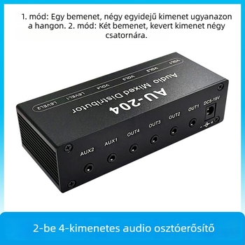 AU-204 sztereó 3,5 mm-es audióosztó, 2 bemenettel és 4 kimenettel