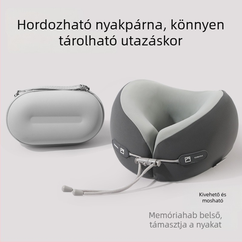 Memóriahabos U-alakú párna hűsítő érzetű, hordozható utazáshoz és irodába, összecsukható nyakpárna a repülőútjaihoz