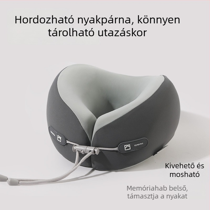 Memóriahabos U-alakú párna hűsítő érzetű, hordozható utazáshoz és irodába, összecsukható nyakpárna a repülőútjaihoz
