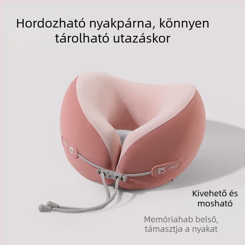 Memóriahabos U-alakú párna hűsítő érzetű, hordozható utazáshoz és irodába, összecsukható nyakpárna a repülőútjaihoz