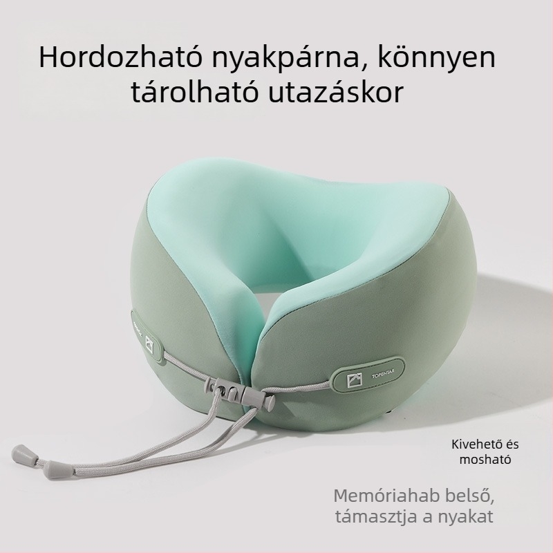 Memóriahabos U-alakú párna hűsítő érzetű, hordozható utazáshoz és irodába, összecsukható nyakpárna a repülőútjaihoz
