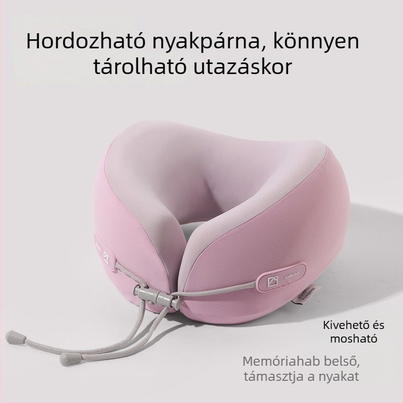 Memóriahabos U-alakú párna hűsítő érzetű, hordozható utazáshoz és irodába, összecsukható nyakpárna a repülőútjaihoz