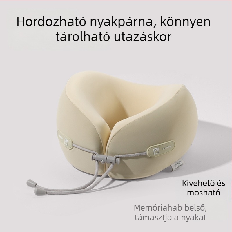 Memóriahabos U-alakú párna hűsítő érzetű, hordozható utazáshoz és irodába, összecsukható nyakpárna a repülőútjaihoz