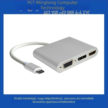 USB Type-C 3-in-1 multimédiás adapter HDMI, DP és VGA kimenetekkel