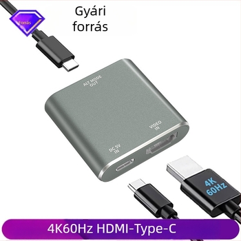HDMI–Type-C videó adapter, 4K60Hz, Switch 2-hez, AR szemüveghez, PS4/5, Xbox