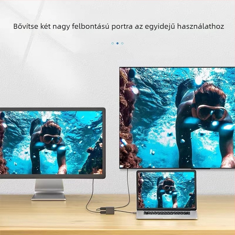 USB Type-C HDTV dokkolóállomás dupla HDTV-kimenettel és háromképernyős felosztással