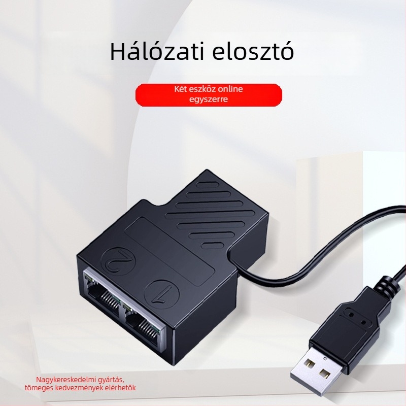 RJ45 100 Mbps/1 Gbps hálózati osztó adapter 1–2