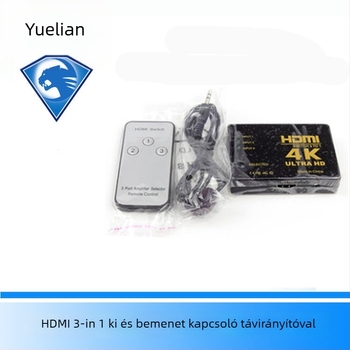 HDMI kapcsoló 3 bemenet 1 kimenet, távirányítóval, 4K felbontás, OEM-kompatibilis