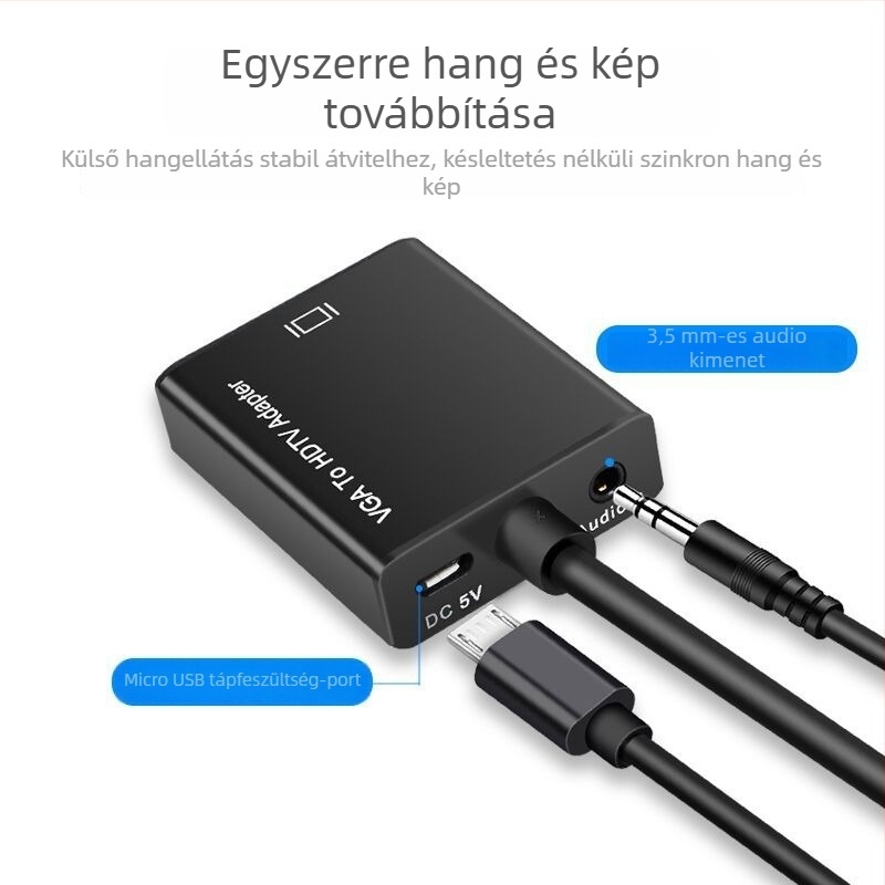 VGA–HDMI átalakító, 1080p, Windows XP-kompatibilis, távoli felébresztés, energia-gazdálkodás