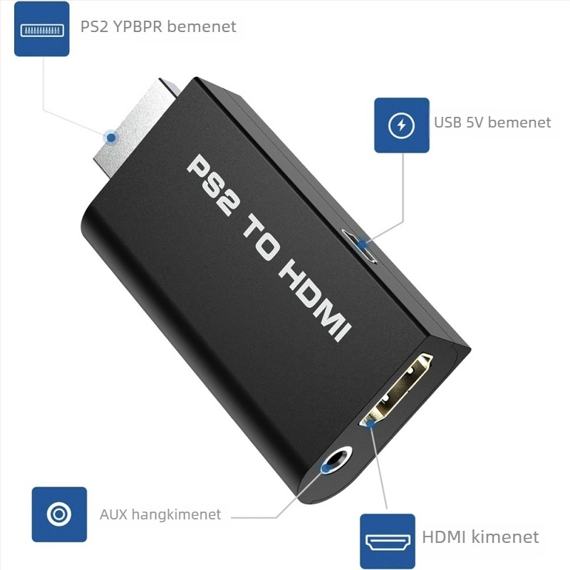 PS2-hoz HDMI átalakító – HDMI adapter hang- és videóval, 480i