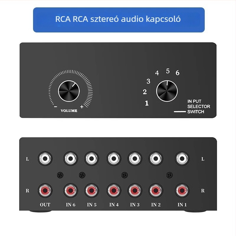 Oxygen News Szhy-link 9095 RCA audió kapcsoló, 6-in-1 / 8-in-1-OUT, Hi-Fi veszteségmentes, sztereó konverter