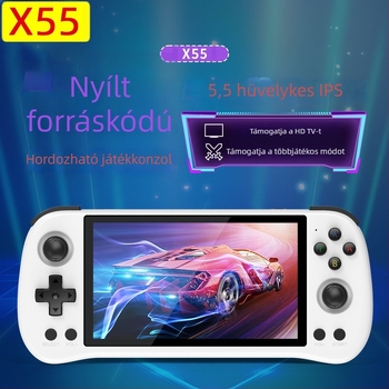 X55 nemzetközi hordozható játékkonzol, 5,5 hüvelykes IPS HD kijelző, PSP arcade hordozható, nyílt forráskódú operációs rendszer