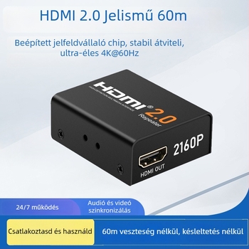 HDMI 2.0 Extender és Repeater, 4K60Hz, HDMI-kábel hosszabbító, női–nő csatlakozó, Modell AYM-22V14