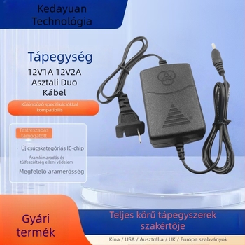 12V 1–2A kettős vezetékes tápegység asztali CCTV kamera biztonsági áramellátáshoz – kapcsolóüzemű