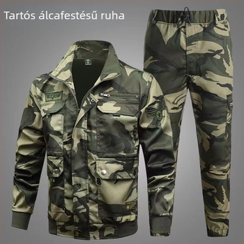 Férfi kamuflált munkaruha tavasz–őszre — megbízható munkaruha készlet dzseki és nadrág, műhely és kültéri munkákhoz