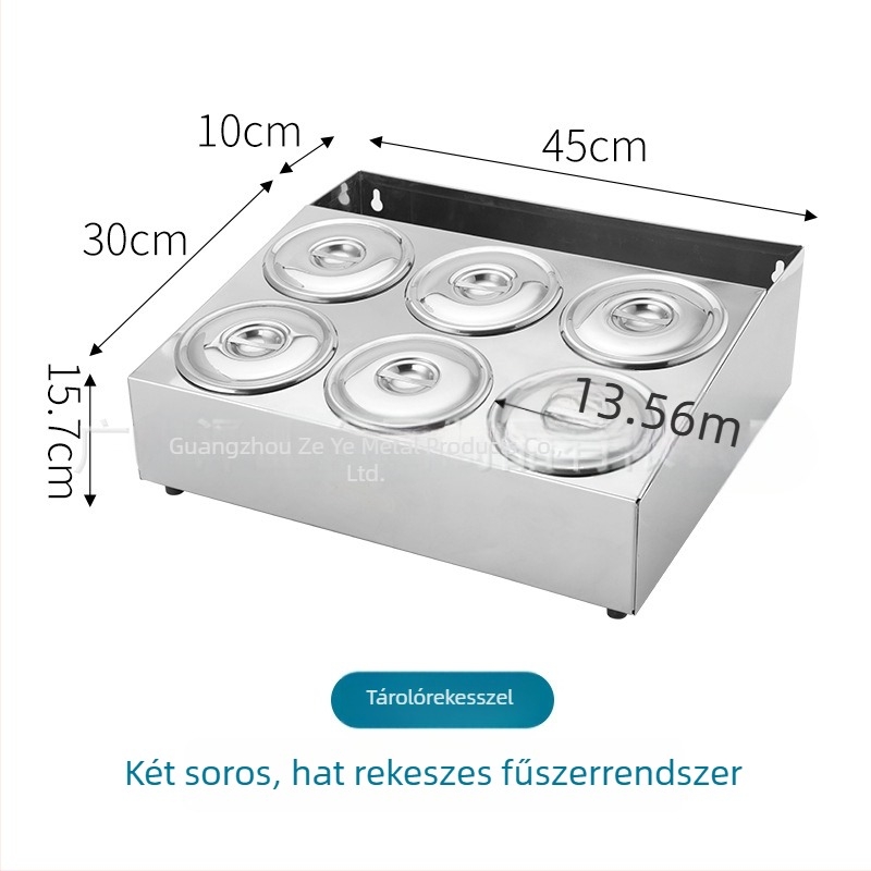 Több rekeszes rozsdamentes acél szószkazetta éttermeknek – folyékony fűszerekhez, modern minimalista stílus