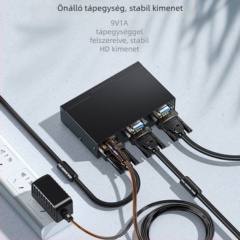 VGA kapcsoló/splitter, 1x2, 1080p, videókonferenciához, HV-802W