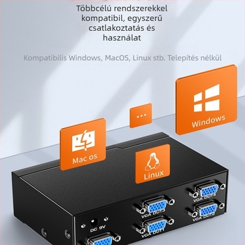 VGA kapcsoló/splitter, 1x2, 1080p, videókonferenciához, HV-802W