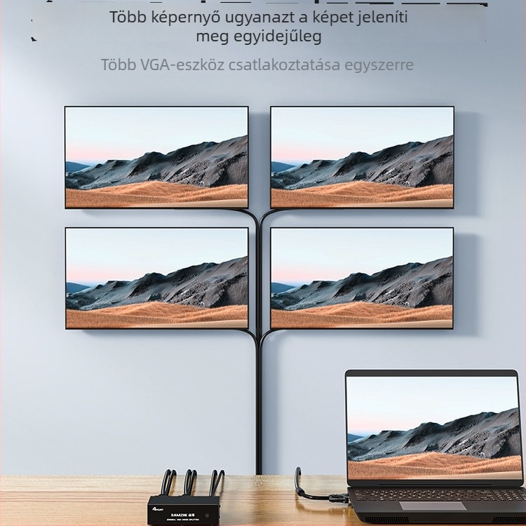 VGA kapcsoló/splitter, 1x2, 1080p, videókonferenciához, HV-802W