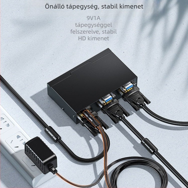 VGA kapcsoló/splitter, 1x2, 1080p, videókonferenciához, HV-802W