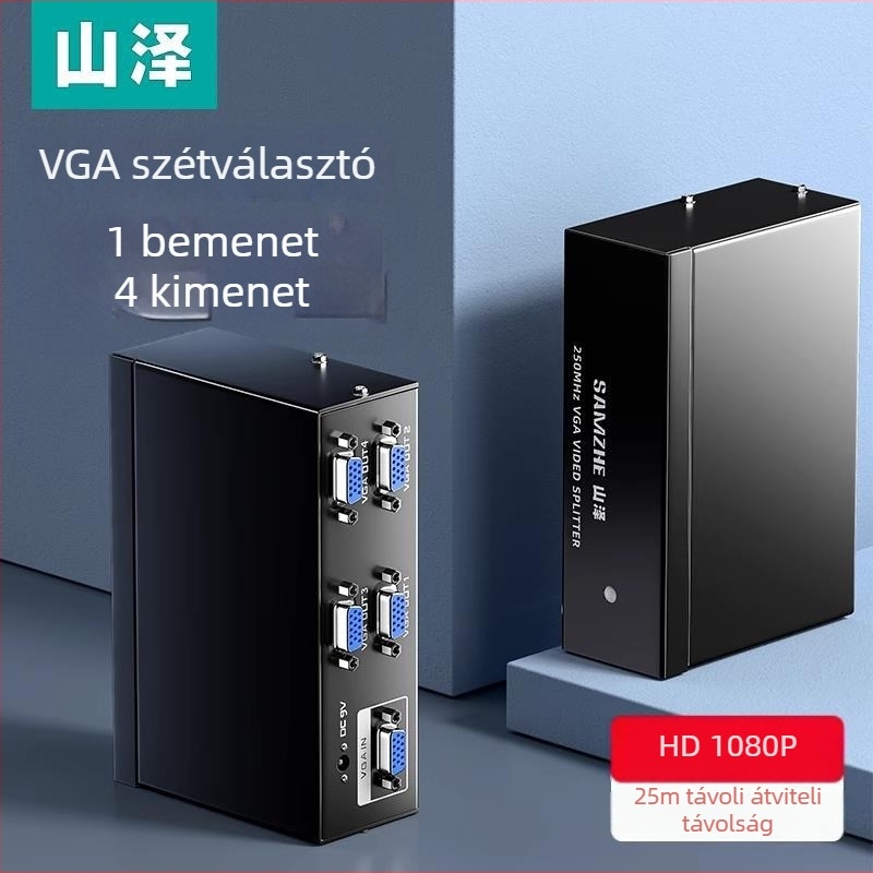 VGA kapcsoló/splitter, 1x2, 1080p, videókonferenciához, HV-802W