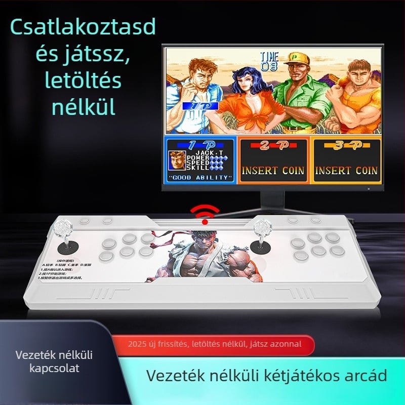 Otthoni vezeték nélküli arcade játékkonzol TV-kapcsolattal, kétjátékos joystickos harci gép, ABS ház, King of Fighters