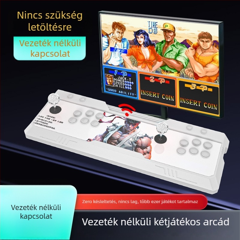 Otthoni vezeték nélküli arcade játékkonzol TV-kapcsolattal, kétjátékos joystickos harci gép, ABS ház, King of Fighters