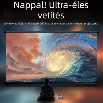 Otthoni 4K UHD vetítővászon, tükröződésmentes felülettel, fúrás nélküli telepítés, nappali és hálószoba