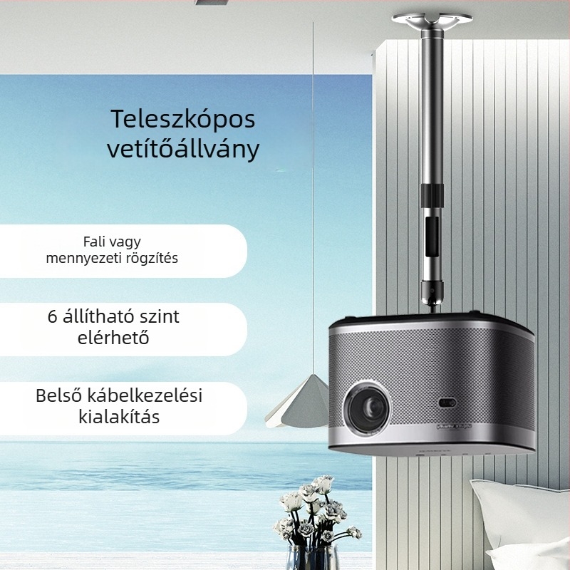Falra és mennyezetre szerelő projektor tartó, alumínium ötvözetből, kinyomható forgó pan-tilt fej, kompatibil XGIMI és JMGO