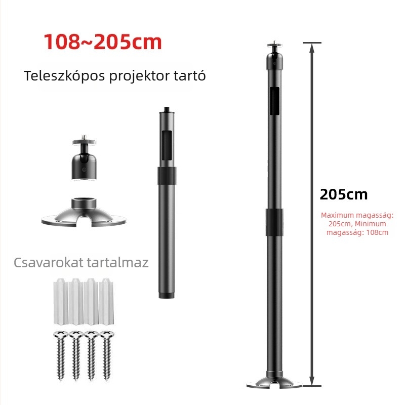 Falra és mennyezetre szerelő projektor tartó, alumínium ötvözetből, kinyomható forgó pan-tilt fej, kompatibil XGIMI és JMGO