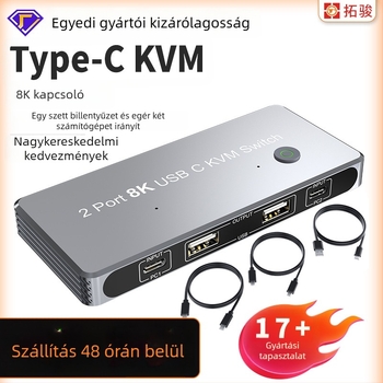 KVM- kapcsoló USB 3.0-val, nyomtató megosztás, 8K felbontású 7680×4320, 2 bemenet / 4 kimenet