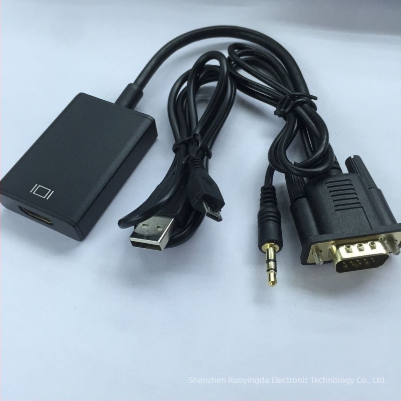 VGA–HDMI adapter USB tápegységgel, 1920x1080 felbontás, USB-s tápellátás, iOS-kompatibilis