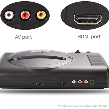 Nosztalgikus MD Generáció 16‑bit HD játékkonzol kártya behelyezéssel, vezeték nélküli kontrollerrrel, HDMI/AV kimenet (16‑bit, HD kimenet, kártya, vezeték nélküli kontrollert, HDMI/AV)