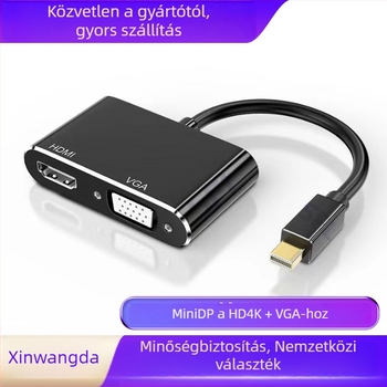 USB 3.0-hoz illeszkedő kettős HDMI adapter VGA kimenettel, 4K HDMI és VGA 1080p, több rendszerrel kompatibilis
