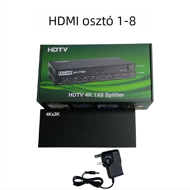 HDMI 1x8 osztó, 4K tükrözött kijelző nyolc monitoron
