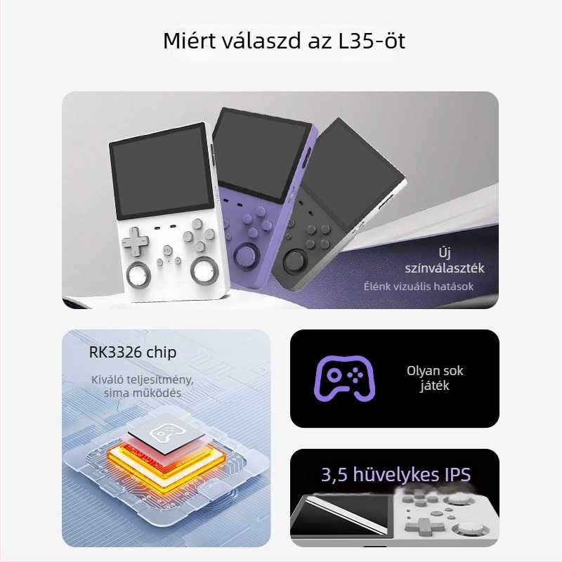 Hordozható joystick játékkonzol 3,5 hüvelykes kijelzővel, 64GB ROM, 1GB RAM, nyílt forráskódú operációs rendszer, RPG