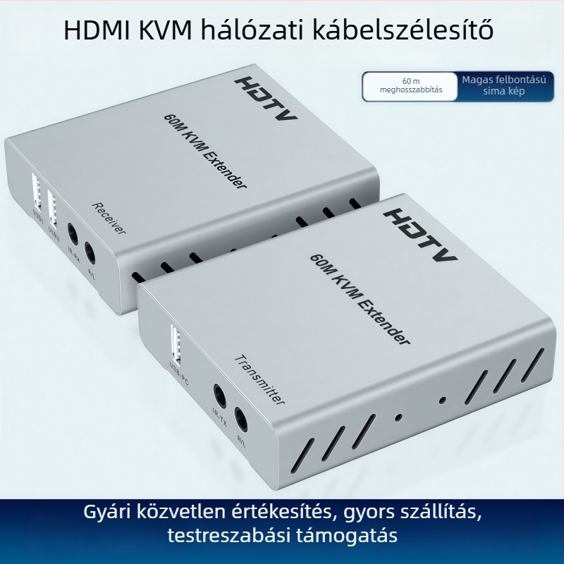 HDMI KVM bővítő 60 m, billentyűzet és egér szinkronizáció, felbontás 1080P, modell JW-H060