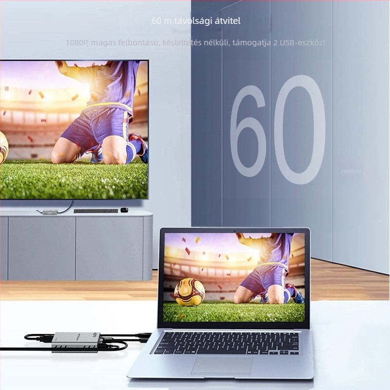 HDMI KVM bővítő 60 m, billentyűzet és egér szinkronizáció, felbontás 1080P, modell JW-H060
