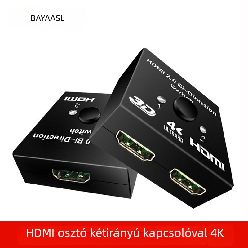 HDMI kétirányú kapcsoló, 4K, 2 bemenet 1 kimenet, számítógéphez
