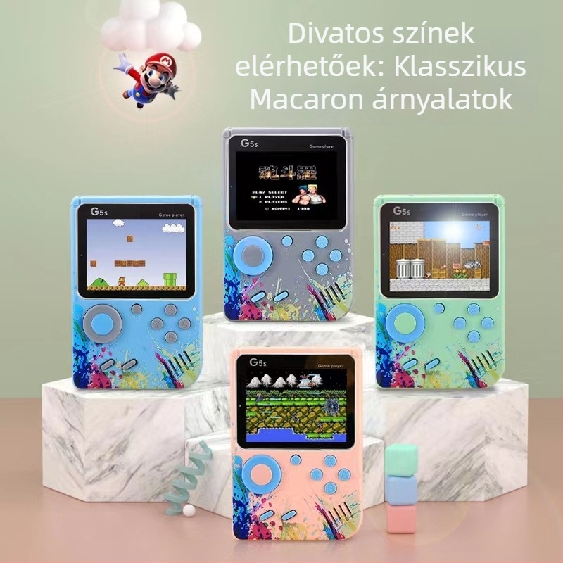 Rétro hordozható játékkonzol - 500 az 1-ben, TV-kimenet, 8 bites OS, USB interfész, kétjátékos támogatás