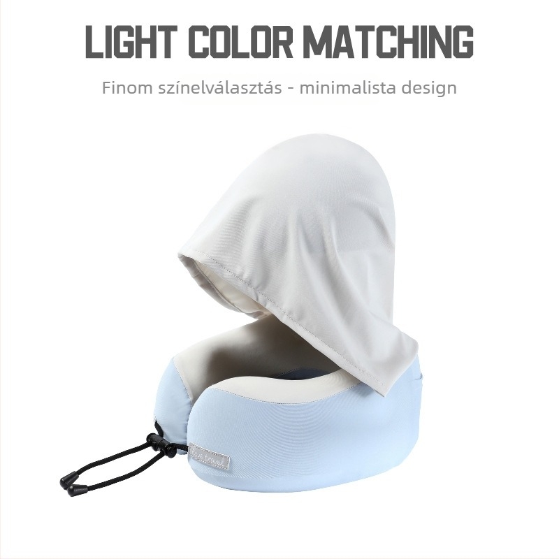 Yinwei kapucnival ellátott memóriahabos U-alakú nyakpárna utazáshoz, Ice Silk nylon anyaggal, modern minimál stílus